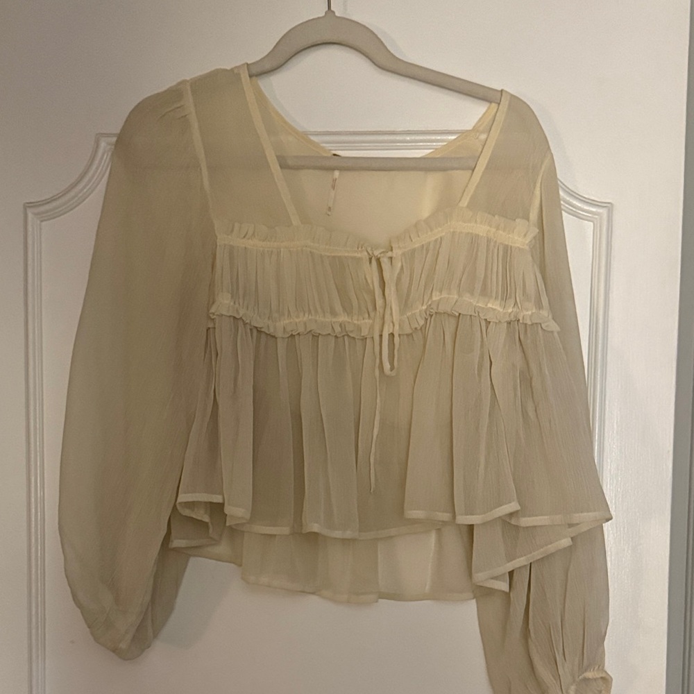 Free People Cream Layered Blouse
